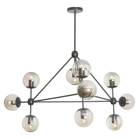 DAINOLITE 10Lt Chandelier Triangular W/ Cognac Glass Bk DMI-4410C-BK